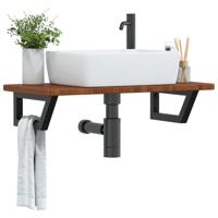 Badkamer wandschap staal en massief eikenhout