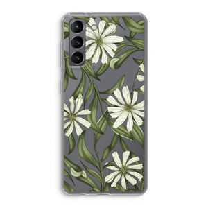 Wit bloemenpatroon: Samsung Galaxy S21 Transparant Hoesje