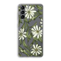 Wit bloemenpatroon: Samsung Galaxy S21 Transparant Hoesje