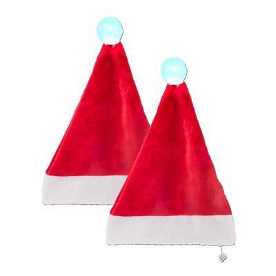 Feeric Christmas Kerstmuts - 2x - rood - met verlichte pompon - D60 x 30 cm - volwassenen