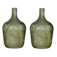2x Decoratiefles / bloemenvaas groen glas 30 x 18 cm - Vazen - thumbnail