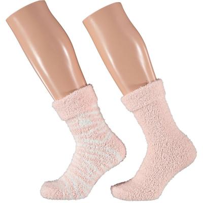 Apollo Dames bedsokken/huissokken - 2-pak - roze/wit - maat 36-41 Apollo Dames bedsokken/huissokken - 2-pak - roze/wit - maat 36-41