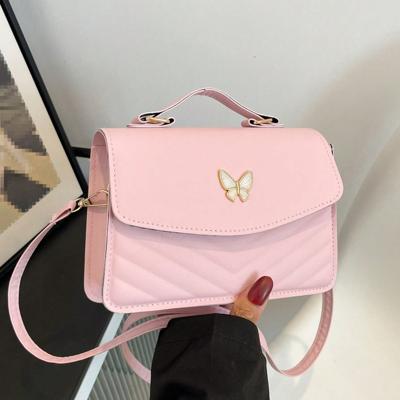 Bon&Bon White PU Leather Bowknot Flap Square Crossbody Shoulder Bag Pink