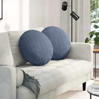 VidaXL Zitkussens 2 pcs blauw ø 50 cm katoen stof