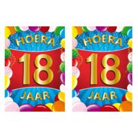 Verjaardag deurposter - 2x - 18 jaar - multi - 59 x 84 cm - leeftijd feestartikelen Verjaardag deurposter - 2x - 18 jaar - multi - 59 x 84 cm - leeftijd feestartikelen