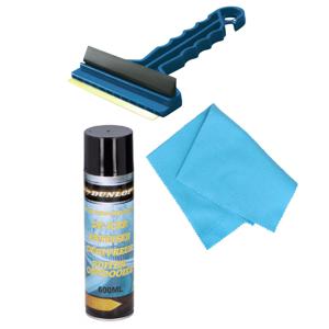 Autoramen IJskrabber/trekker blauw 16 cm met anti-condens doek en ruitenontdooier spray