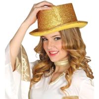 Fiestas Guirca hoge hoed - Goud glitter - voor volwassenen - feestartikelen - verkleedartikelen