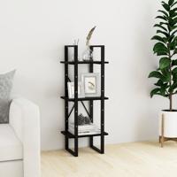 Boekenkast met 3 schappen 40x30x105 cm massief grenenhout zwart