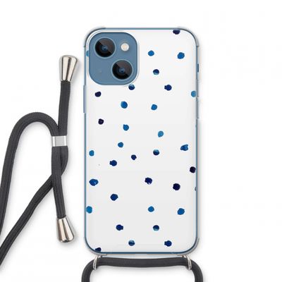 Blauwe stippen: iPhone 13 mini Transparant Hoesje met koord