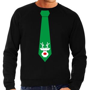 Stropdas Kersttrui/kerst sweater rendier zwart voor heren