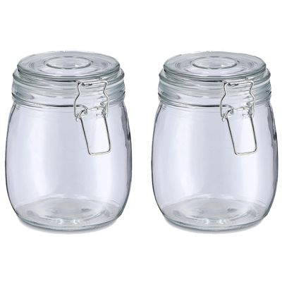 Weckpot/inmaakpot Alfie - 2x - 750 ml - glas - beugelsluiting - D11 x H14 cm