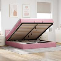 Ottoman bed met matras 180x200 cm fluweel roze