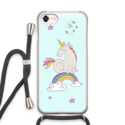Regenboog eenhoorn: iPhone 7 Transparant Hoesje met koord