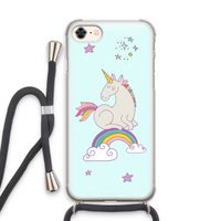 Regenboog eenhoorn: iPhone 7 Transparant Hoesje met koord