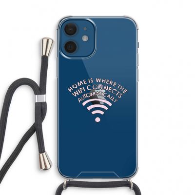 Home Is Where The Wifi Is: iPhone 12 mini Transparant Hoesje met koord