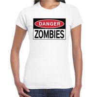 Danger Zombies t-shirt wit voor dames - thumbnail