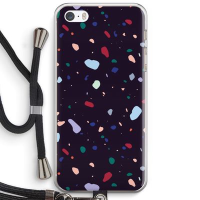 Dark Rounded Terrazzo: iPhone 5 / 5S / SE Transparant Hoesje met koord