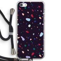 Dark Rounded Terrazzo: iPhone 5 / 5S / SE Transparant Hoesje met koord