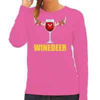 Foute kersttrui - sweater - roze - wijn - Winedeer - voor dames - kersttruien - Funny - Drank