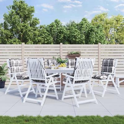 VidaXL Stoelkussens 6 st lage rug ruitpatroon oxford stof grijs