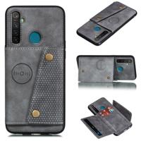 Voor OPPO Realme 5 schokbestendige magnetische PU + TPU beschermhoes met kaartsleuven (grijs)