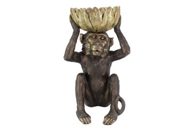 Decoratiefiguur AAP 50 cm handgemaakt met schelp zwart goud - 48051