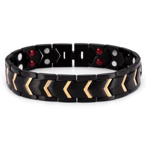 Magnetische energie armband Edelstaal Zwart Goudkleurig