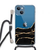 Gouden marmer: iPhone 13 mini Transparant Hoesje met koord