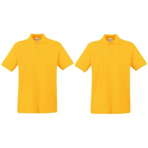 2-Pack maat 2XL geel poloshirt premium van katoen voor heren