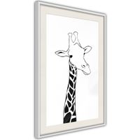 Ingelijste Poster - Giraf Witte lijst met passe-partout