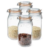 Voorraad/weckpot - 4x - transparant - glas - 25,2 x 8,5 cm - 2 L - Le Parfait