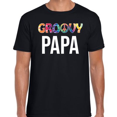 Groovy papa t-shirt zwart voor heren - vaderdag cadeau shirt papa