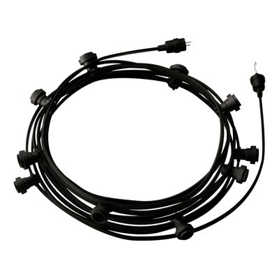 Feestverlichting zwart 12.5m 10x E27 fitting