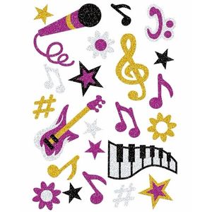 5x set muziek glitter stickers