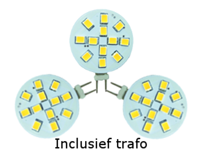 Set 4 x Led G4 Steeklampen 2 Watt - 2700K - Trafo