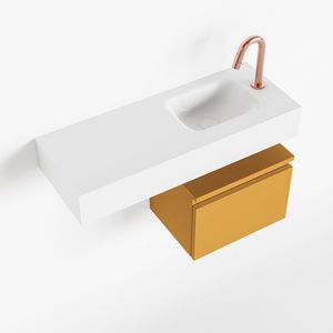 MONDIAZ ANDOR 40cm toiletmeubel ocher. LEX 80cm wastafel talc rechts 1 kraangat