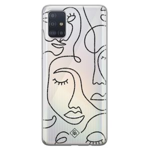 Samsung Galaxy A51 transparant hoesje - Abstract faces