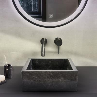 Waskom BWS Stone Vierkant 40x40x15 cm Gepolijst Natuursteen Zwart BWS