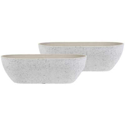 Plantenbak - 2x - balkon - kunststof - wit - 55 x 16 cm - Buiten gebruik