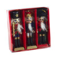 Kersthangers notenkrakers - 3x stuks - hout - 12,5 cm - poppetjes/soldaten - Kersthangers