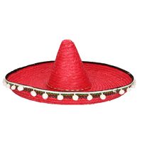 Rode Mexicaanse verkleed sombrero hoed 60 cm voor volwassenen   - - thumbnail