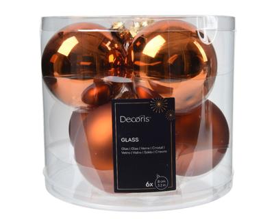 Kerstbal glas d8 cm warme cider 6st Decoris - Decoris Kerstbal glas d8 cm warme cider 6st Decoris - Decoris
