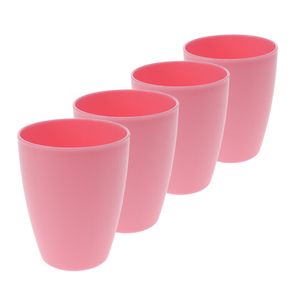 4x drinkbekers kunststof 340 ml roze