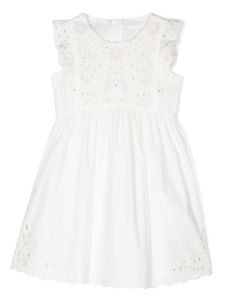 Chloé Kids robe en coton à broderies - Blanc