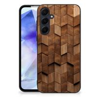 Houten Print Telefoonhoesje voor Samsung Galaxy A55 Wooden Cubes Houten Print Telefoonhoesje voor Samsung Galaxy A55 Wooden Cubes