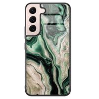 Samsung Galaxy S22 glazen hardcase - Green waves