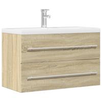 Wastafelkast 80x38,5x48 cm bewerkt hout oud houtkleurig Wastafelkast 80x38,5x48 cm bewerkt hout oud houtkleurig