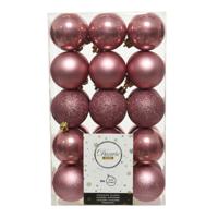 Decoris kerstballen - 30x st - oudroze - D6 cm - kunststof - kerstversiering Decoris kerstballen - 30x st - oudroze - D6 cm - kunststof - kerstversiering