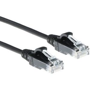 ACT Zwarte 10 meter LSZH U/UTP CAT6 datacenter slimline patchkabel snagless met RJ45 connectoren
