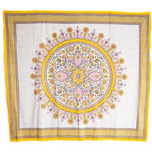 Authentiek Wandkleed Katoen Bloemen Mandala Geel (240 x 210 cm)